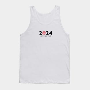 2024 text with doodle red paw print Tank Top